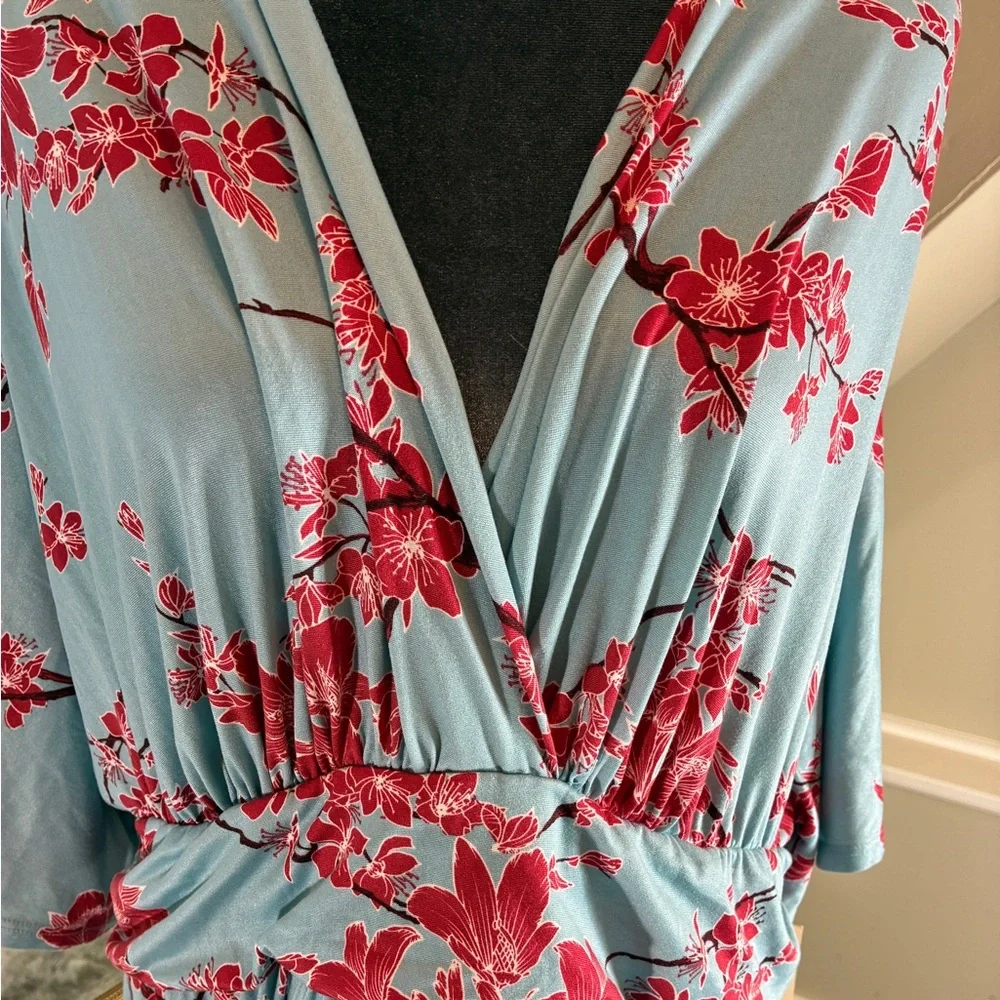 Kiyonna Vienna Maxi Dress 3X Cherry Blossom Print NWT - Picture 4 of 14